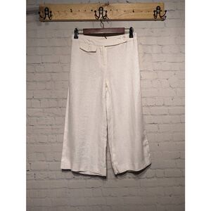 Michael Kors white linen wide leg capris size 2 *